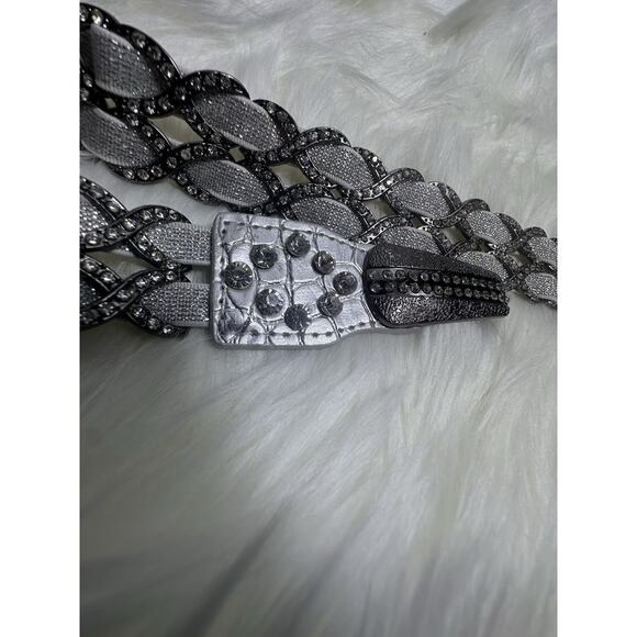 NWOT: Stretch Rhinestone Silver Belt - Picture 7 of 7